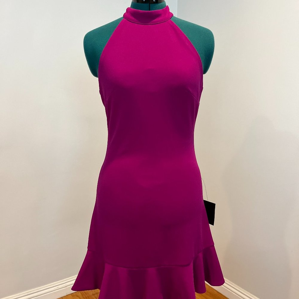 Lulu's All About Dancing Magenta Halter Ruffled Mini Dress NEW WITH TAGS